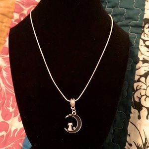 Cat sitting on the moon necklace